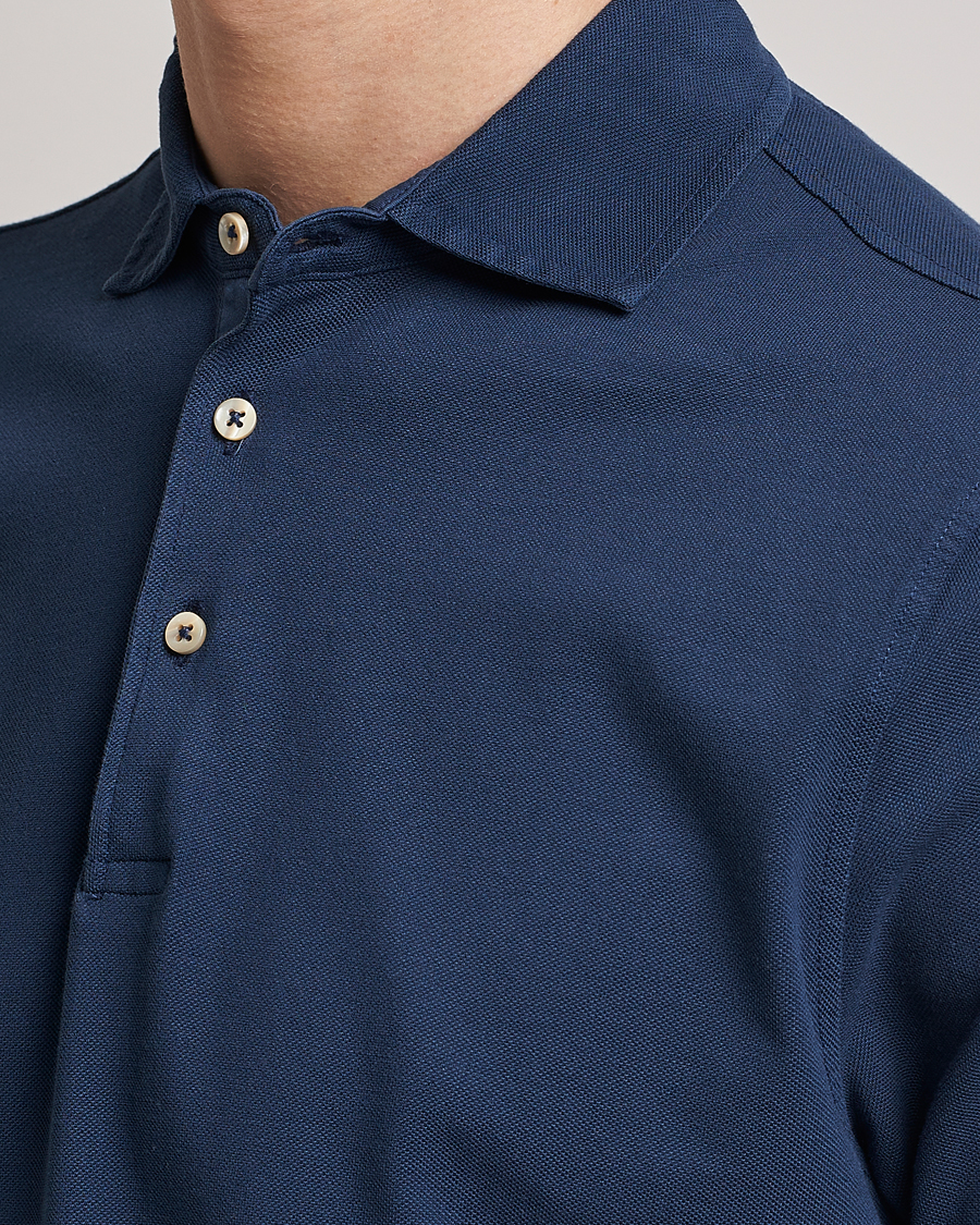 Homme | Polos | Stenströms | Pigment Dyed Cotton Polo Shirt Navy