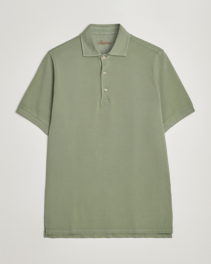 Heren | Polo's | Stenströms | Pigment Dyed Cotton Polo Shirt Green