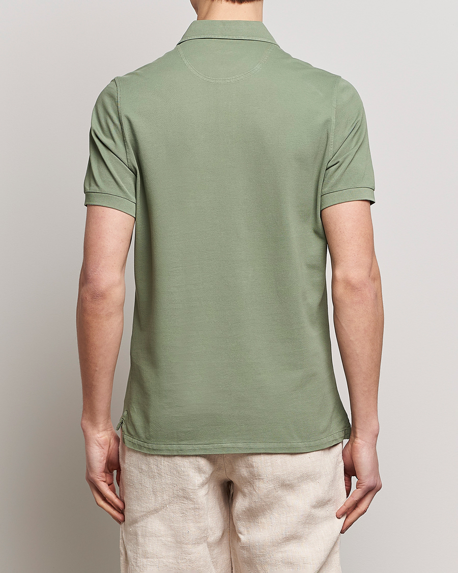 Heren | Polo's | Stenströms | Pigment Dyed Cotton Polo Shirt Green