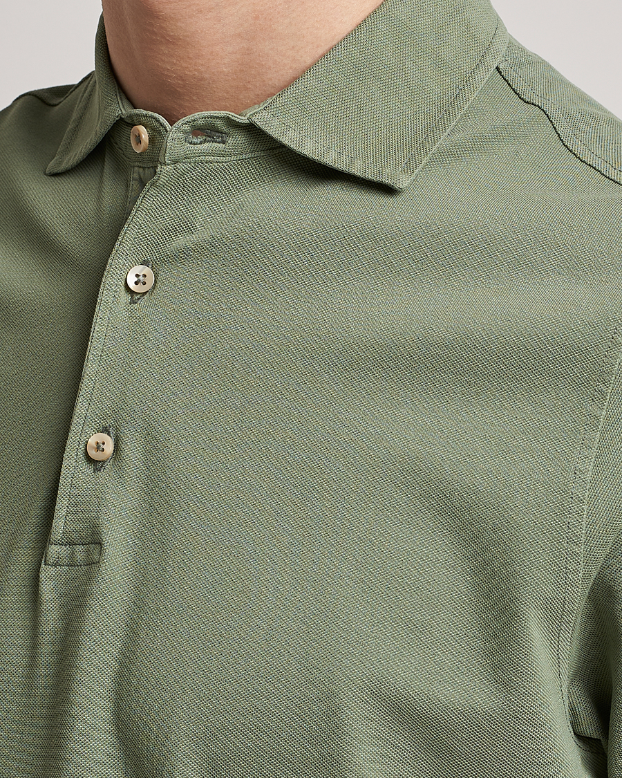 Heren | Polo's | Stenströms | Pigment Dyed Cotton Polo Shirt Green