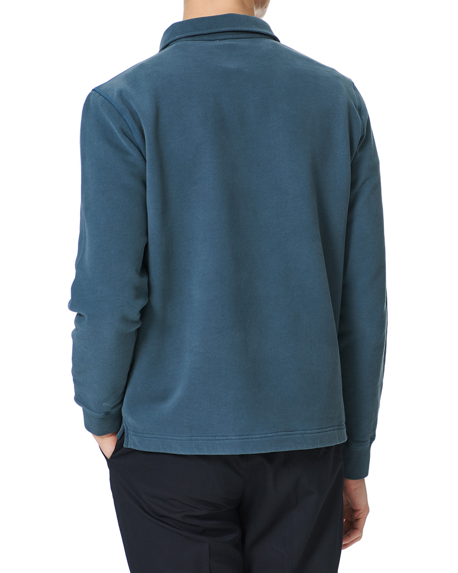 Heren | Truien | Sunspel | Zip Polo Sweatshirt Dark Petrol
