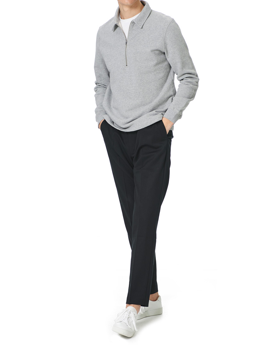 Homme | Pulls Et Tricots | Sunspel | Zip Polo Sweatshirt Grey Melange