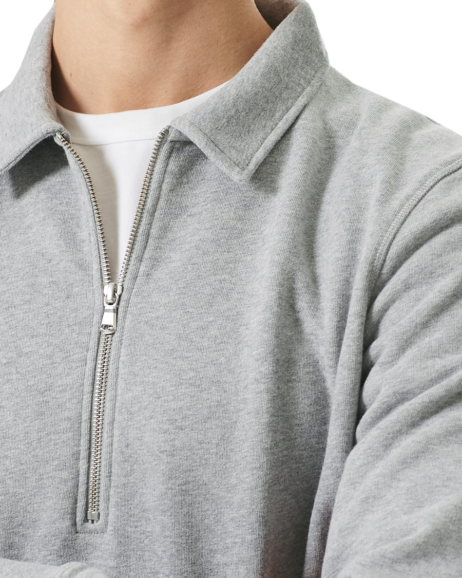 Homme | Pulls Et Tricots | Sunspel | Zip Polo Sweatshirt Grey Melange