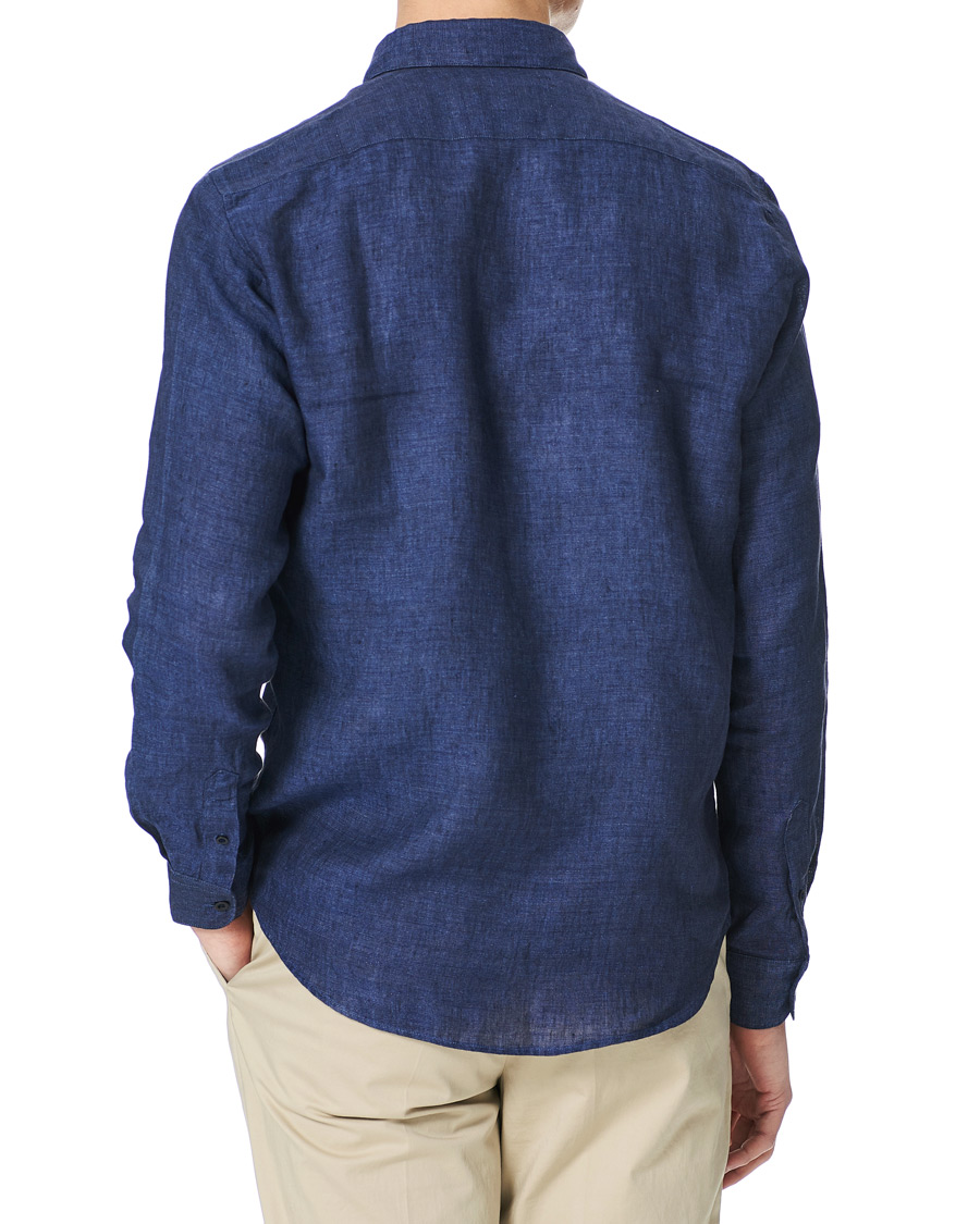 Homme | Chemises | Sunspel | Linen Casual Shirt Navy Melange