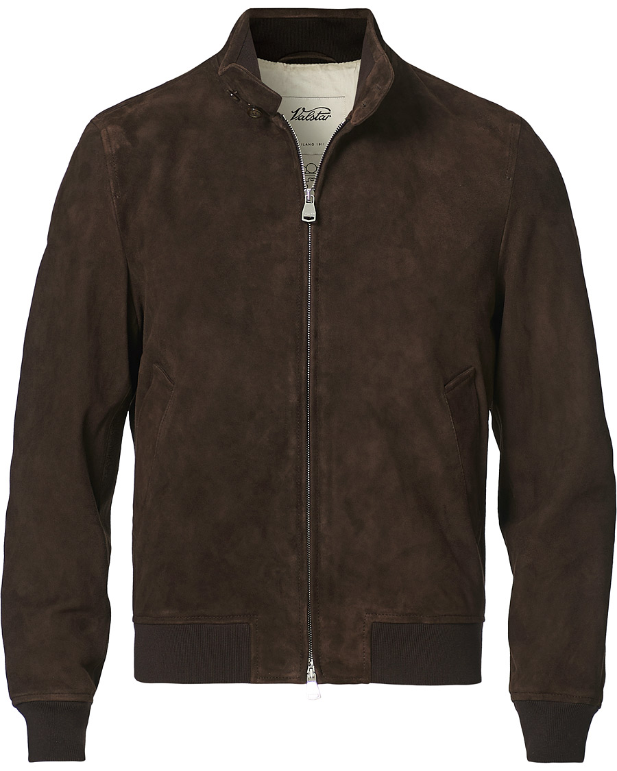 Homme | Manteaux Et Vestes | Valstar | Suede Zip Blouson Dark Brown