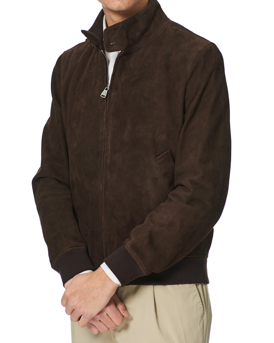 Homme | Manteaux Et Vestes | Valstar | Suede Zip Blouson Dark Brown