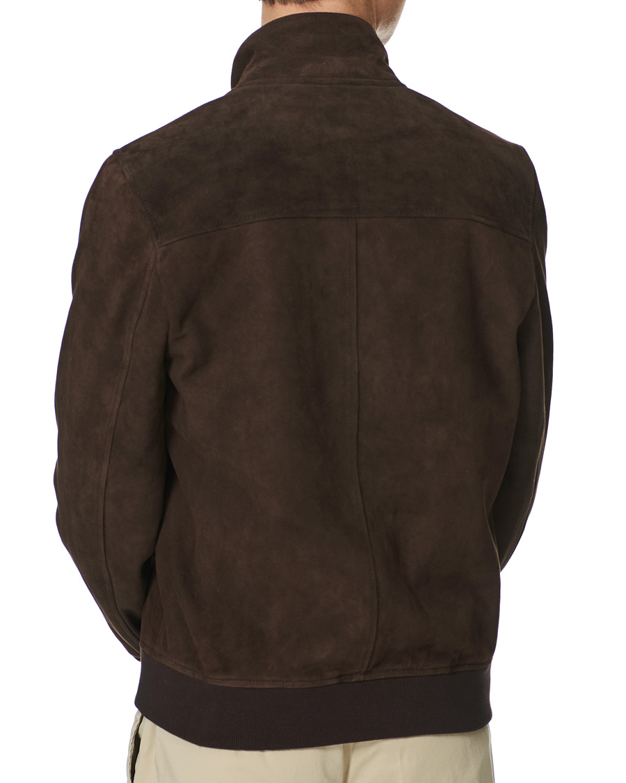 Homme | Manteaux Et Vestes | Valstar | Suede Zip Blouson Dark Brown