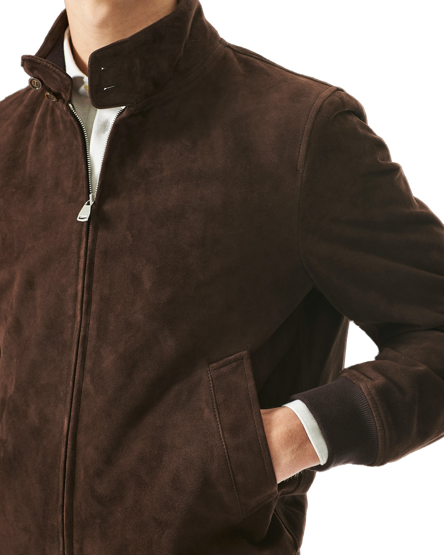 Homme | Manteaux Et Vestes | Valstar | Suede Zip Blouson Dark Brown