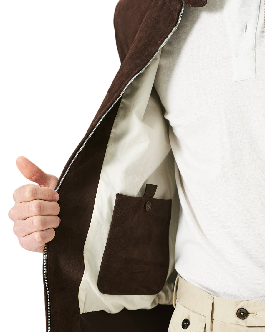 Homme | Manteaux Et Vestes | Valstar | Suede Zip Blouson Dark Brown