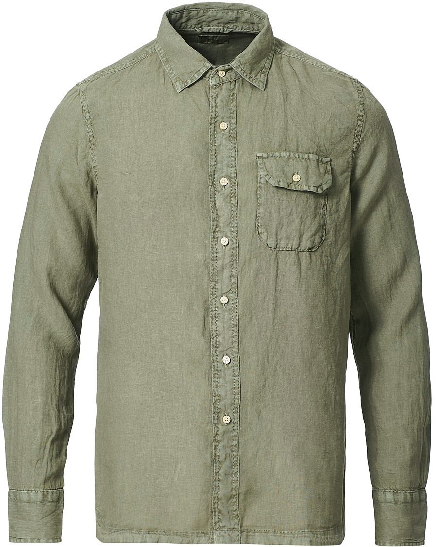 Homme | Chemises | Replay | Pocket Linen Shirt Sage Green