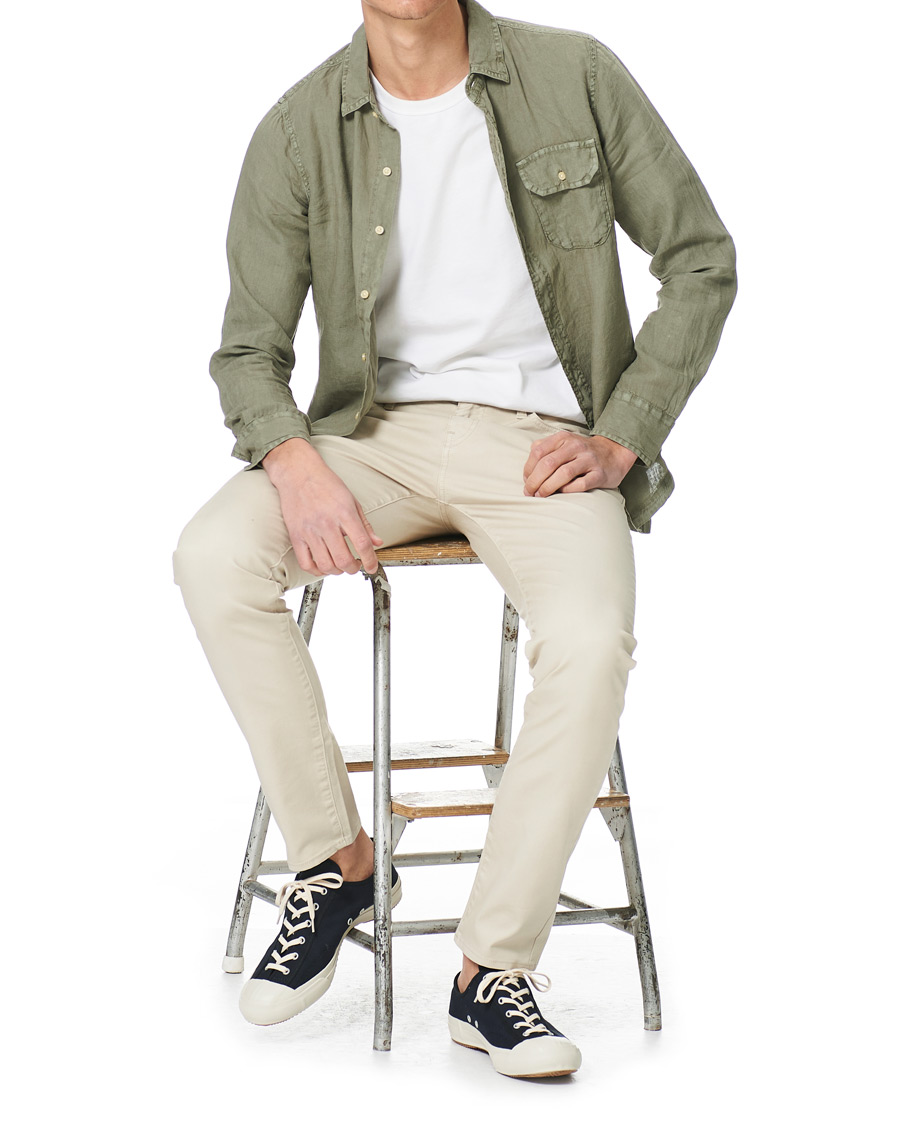 Homme | Chemises | Replay | Pocket Linen Shirt Sage Green