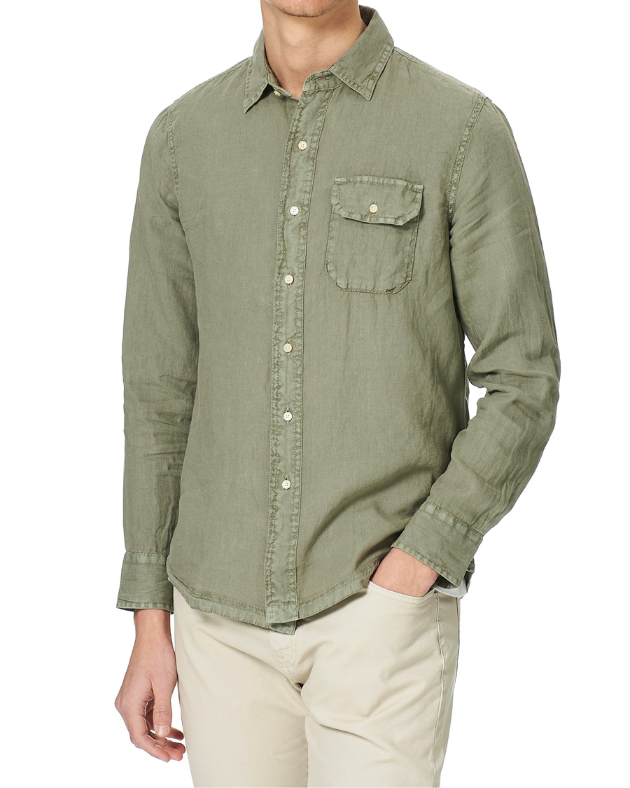 Homme | Chemises | Replay | Pocket Linen Shirt Sage Green