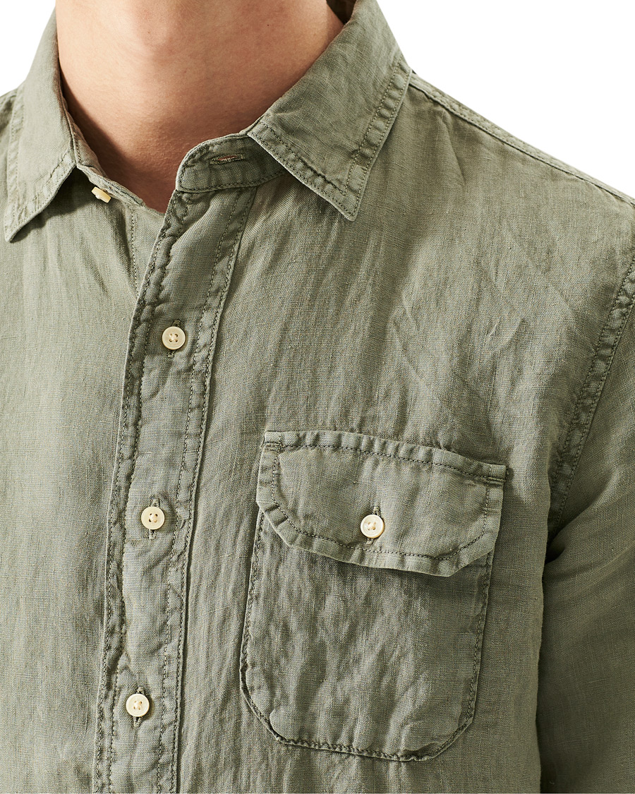 Homme | Chemises | Replay | Pocket Linen Shirt Sage Green