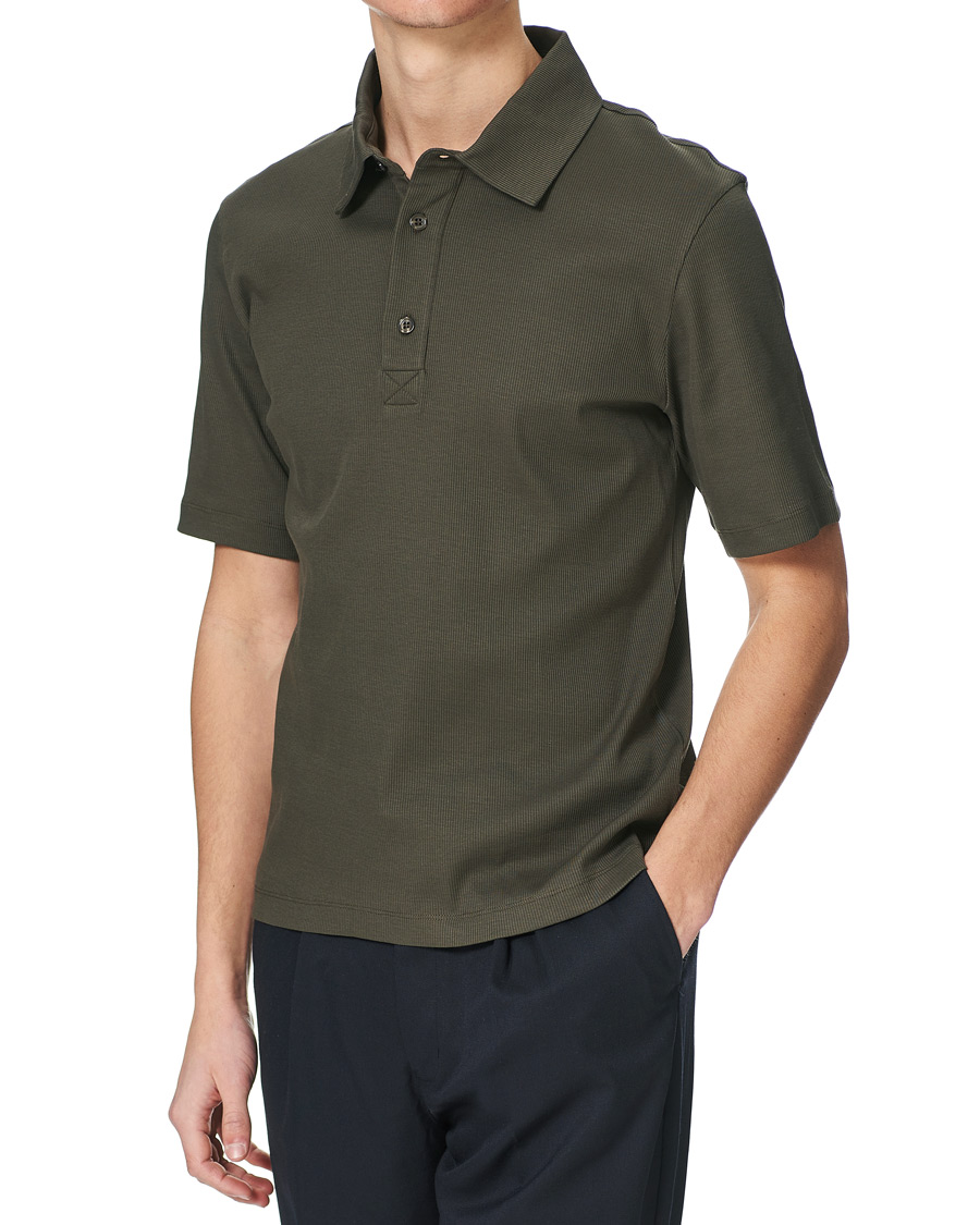 Homme | Polos | Filippa K | Rib Polo Tee Fadded Moss Green