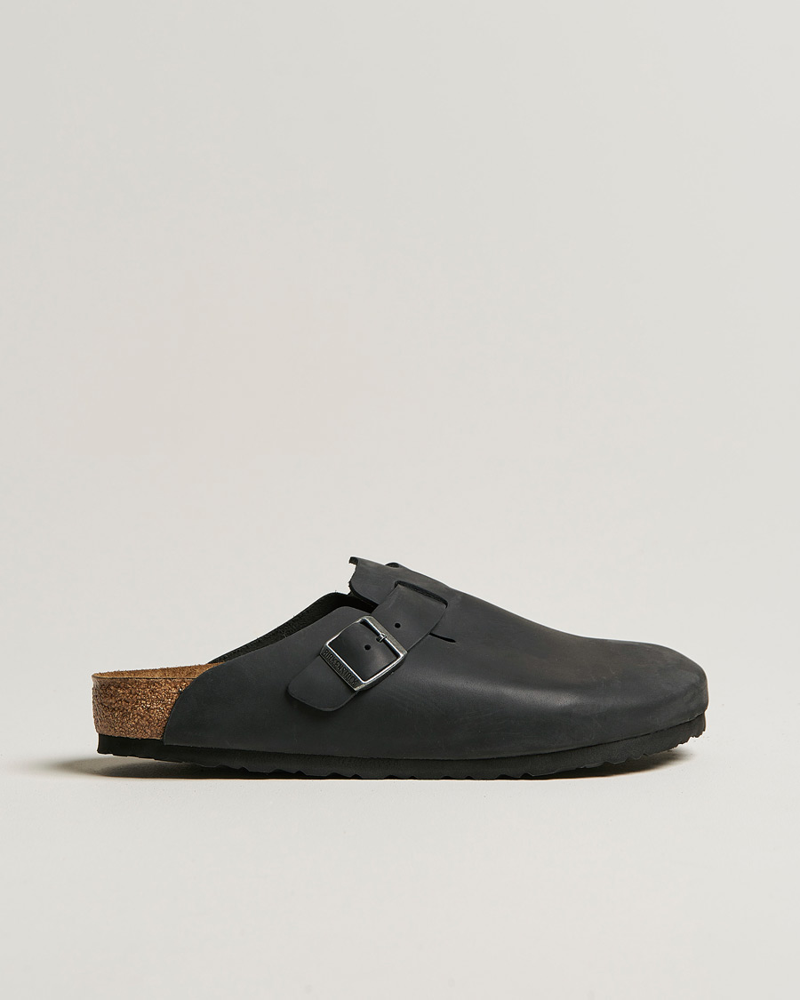 Heren | Sandalen slides | BIRKENSTOCK | Boston Classic Footbed Black Oiled Leather