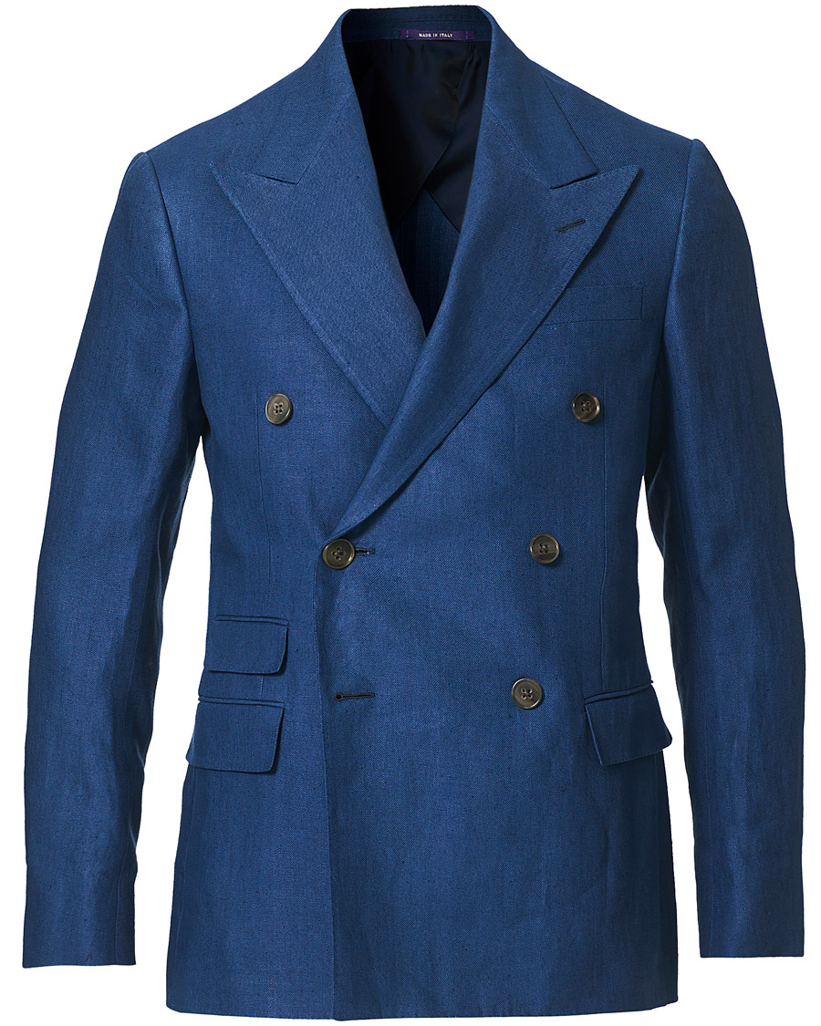 Heren | Blazers | Ralph Lauren Purple Label | Double Breasted Linen Blazer Medium Blue