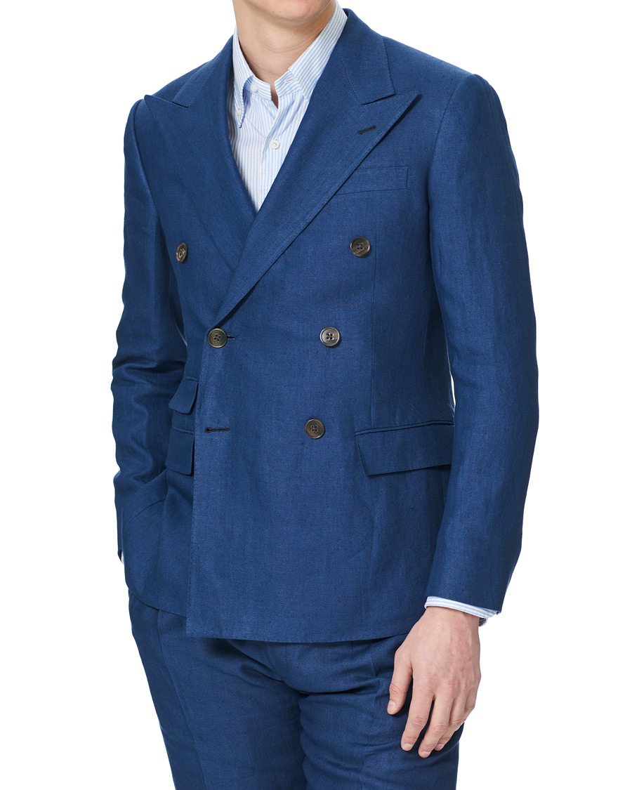 Heren | Blazers | Ralph Lauren Purple Label | Double Breasted Linen Blazer Medium Blue