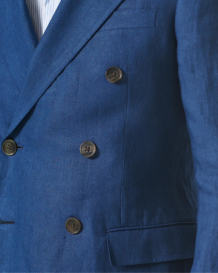 Heren | Blazers | Ralph Lauren Purple Label | Double Breasted Linen Blazer Medium Blue