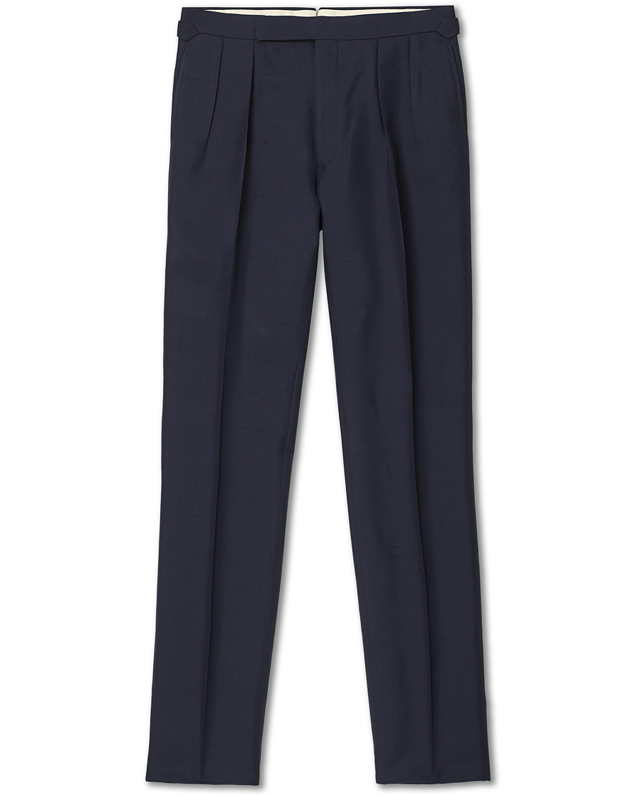 Homme | Pantalons | Ralph Lauren Purple Label | Shantung Silk Trousers Navy
