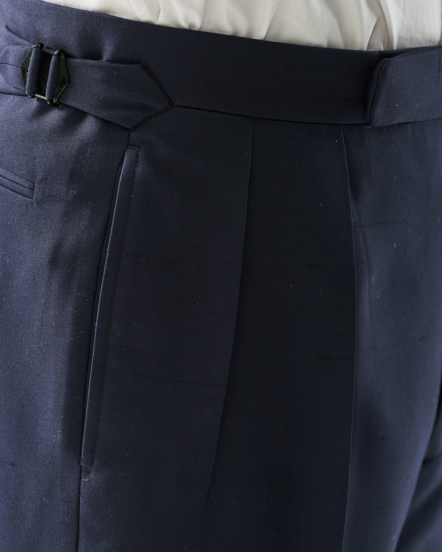 Homme | Pantalons | Ralph Lauren Purple Label | Shantung Silk Trousers Navy