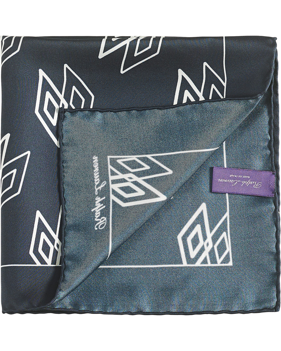 Homme | Ralph Lauren Purple Label Linked Diamonds Pocket Square Navy | Ralph Lauren Purple Label | Linked Diamonds Pocket Square Navy