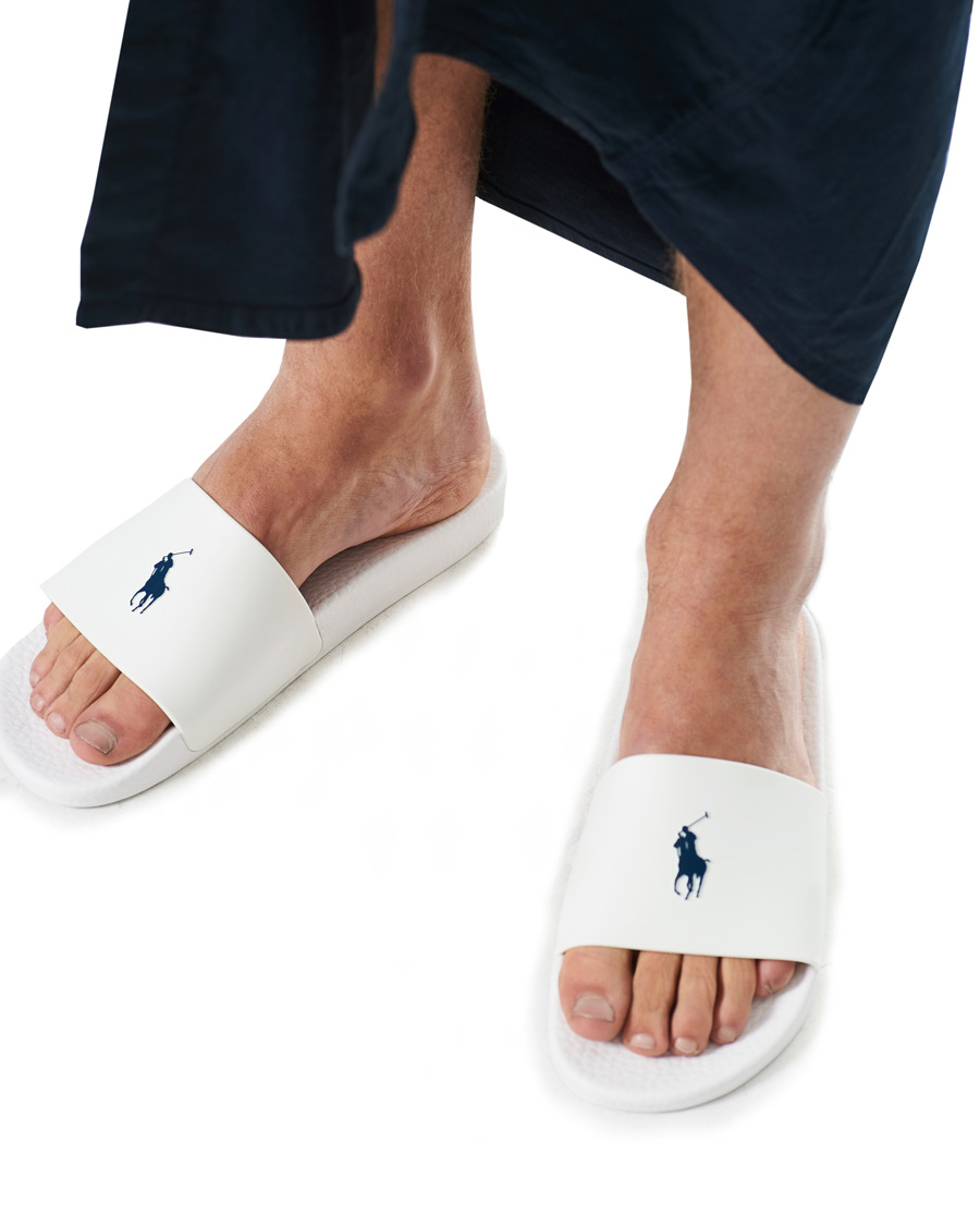 Homme | Polo Ralph Lauren Logo Slides White | Polo Ralph Lauren | Logo Slides White