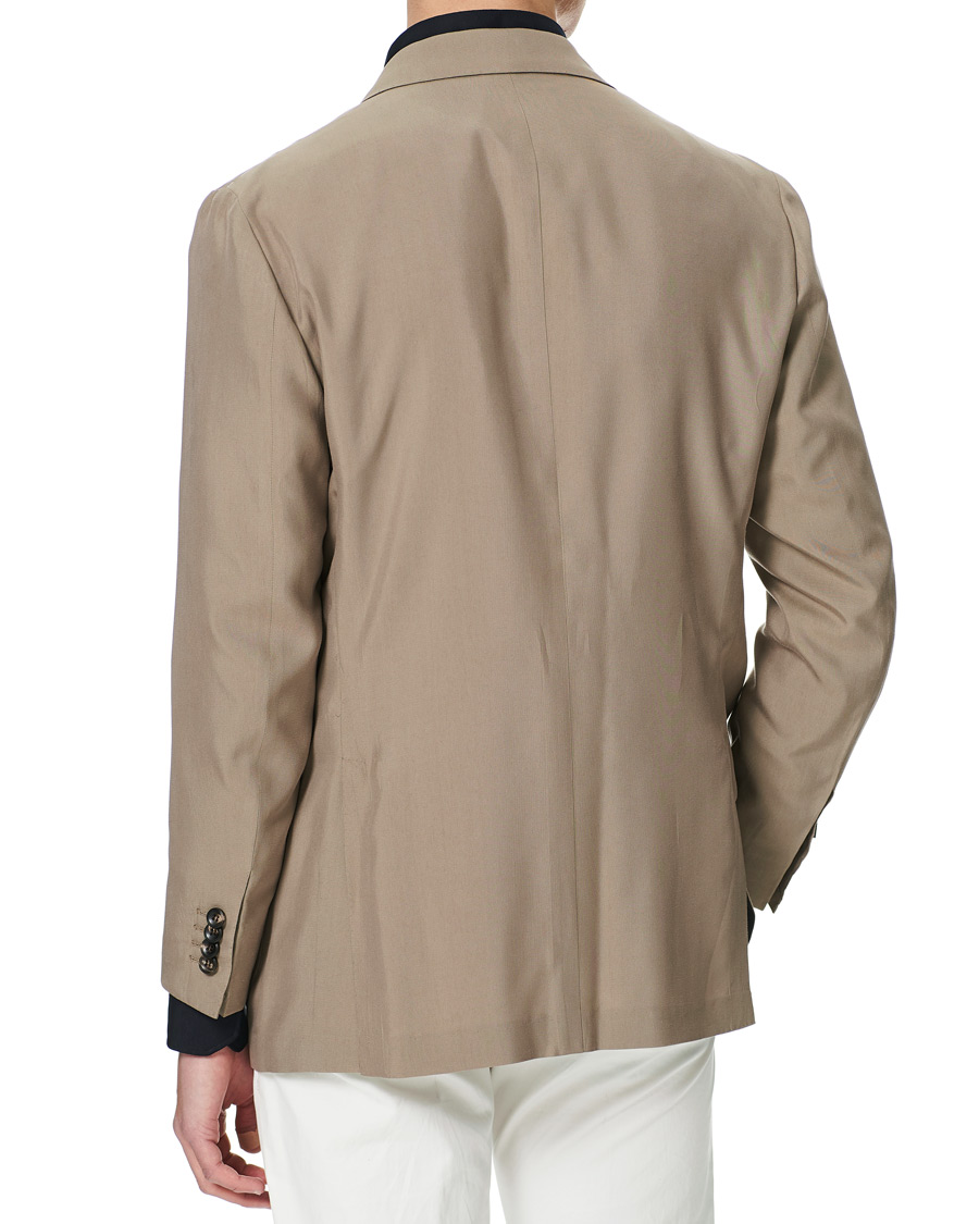 Homme | Blazers | Kiton | Washed Silk Double Breasted Blazer Beige