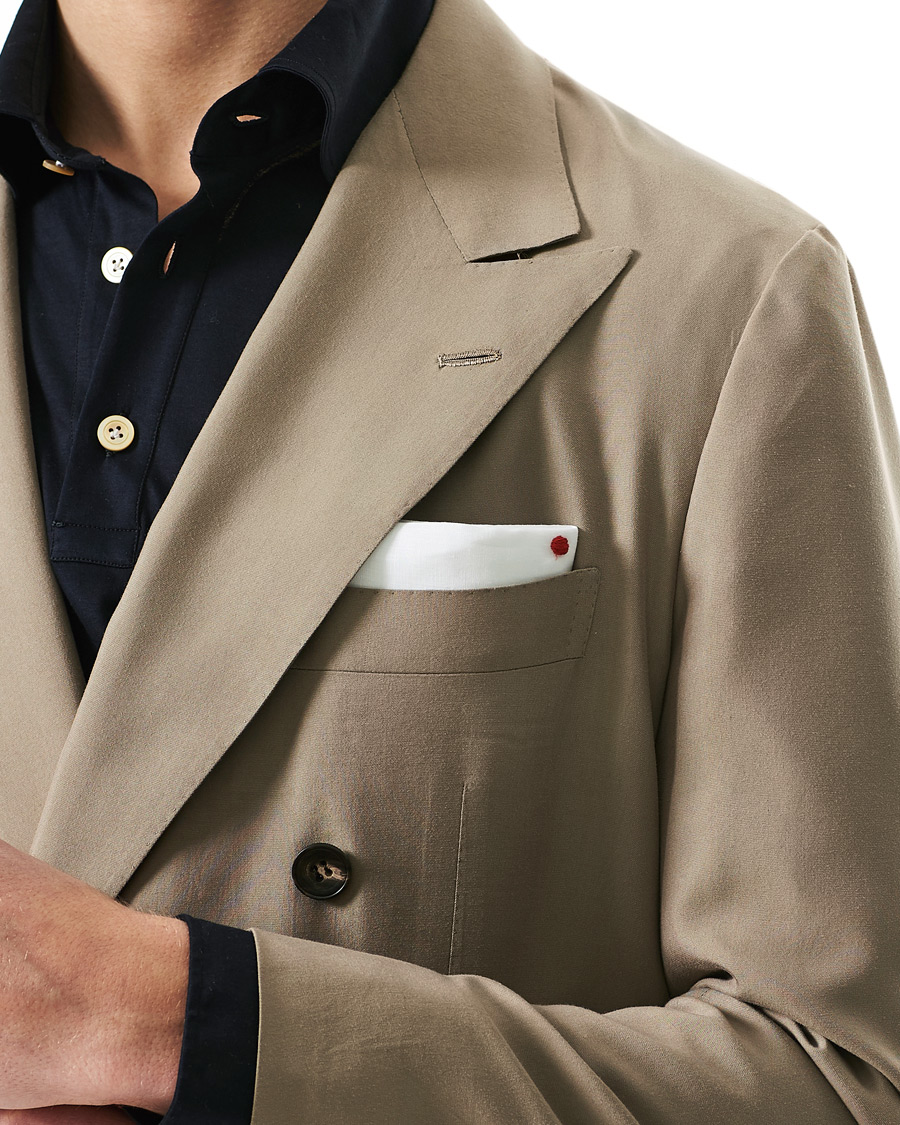 Homme | Blazers | Kiton | Washed Silk Double Breasted Blazer Beige
