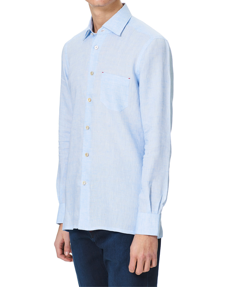 Homme | Chemises | Kiton | Linen Sport Shirt Light Blue