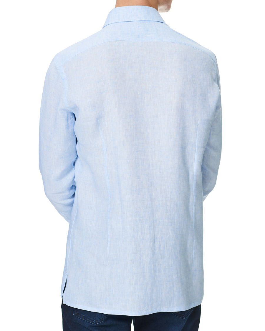 Homme | Chemises | Kiton | Linen Sport Shirt Light Blue