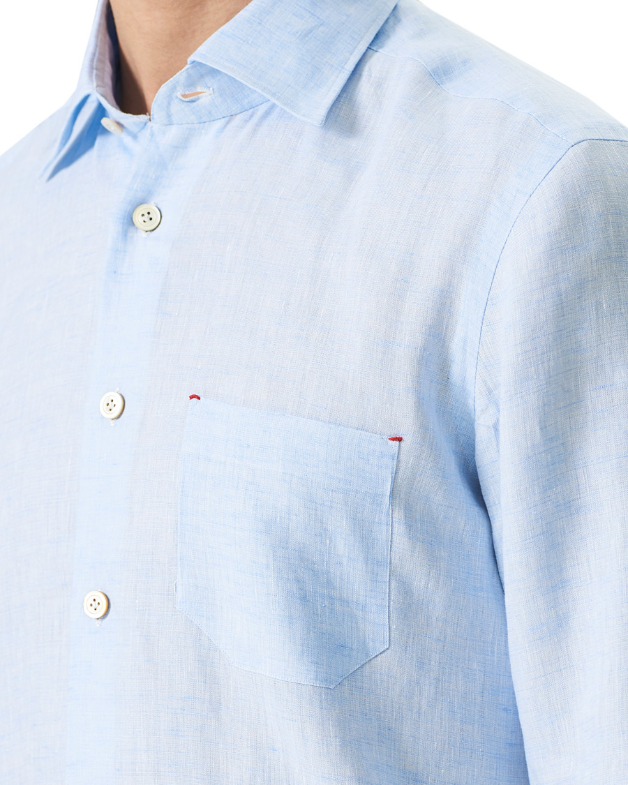 Homme | Chemises | Kiton | Linen Sport Shirt Light Blue