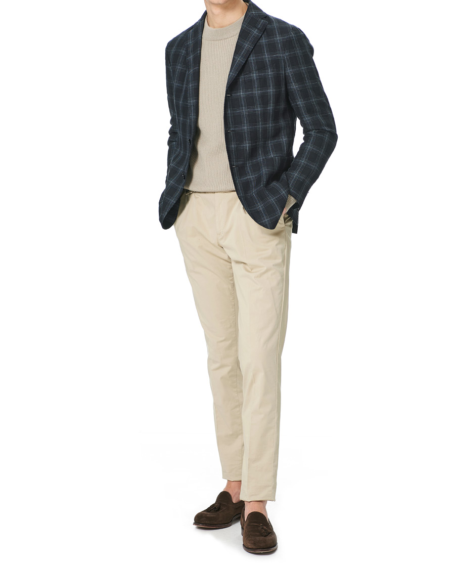 Homme | Blazers | Boglioli | K Jacket Wool/Linen Overcheck Blazer Navy