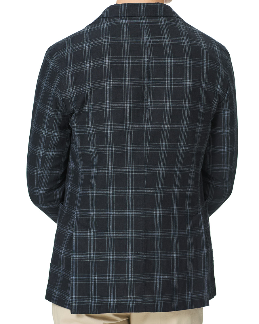 Homme | Blazers | Boglioli | K Jacket Wool/Linen Overcheck Blazer Navy