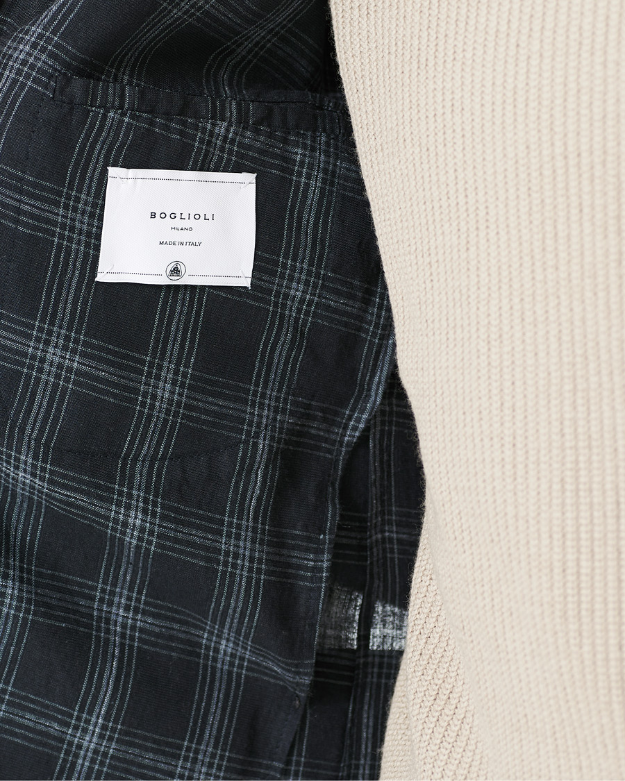 Homme | Blazers | Boglioli | K Jacket Wool/Linen Overcheck Blazer Navy