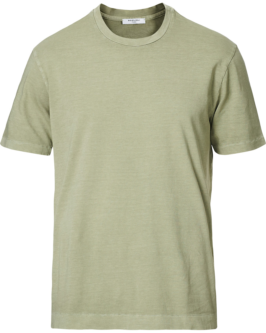 Homme | T-shirts | Boglioli | Washed Cotton T-Shirt Sage Green