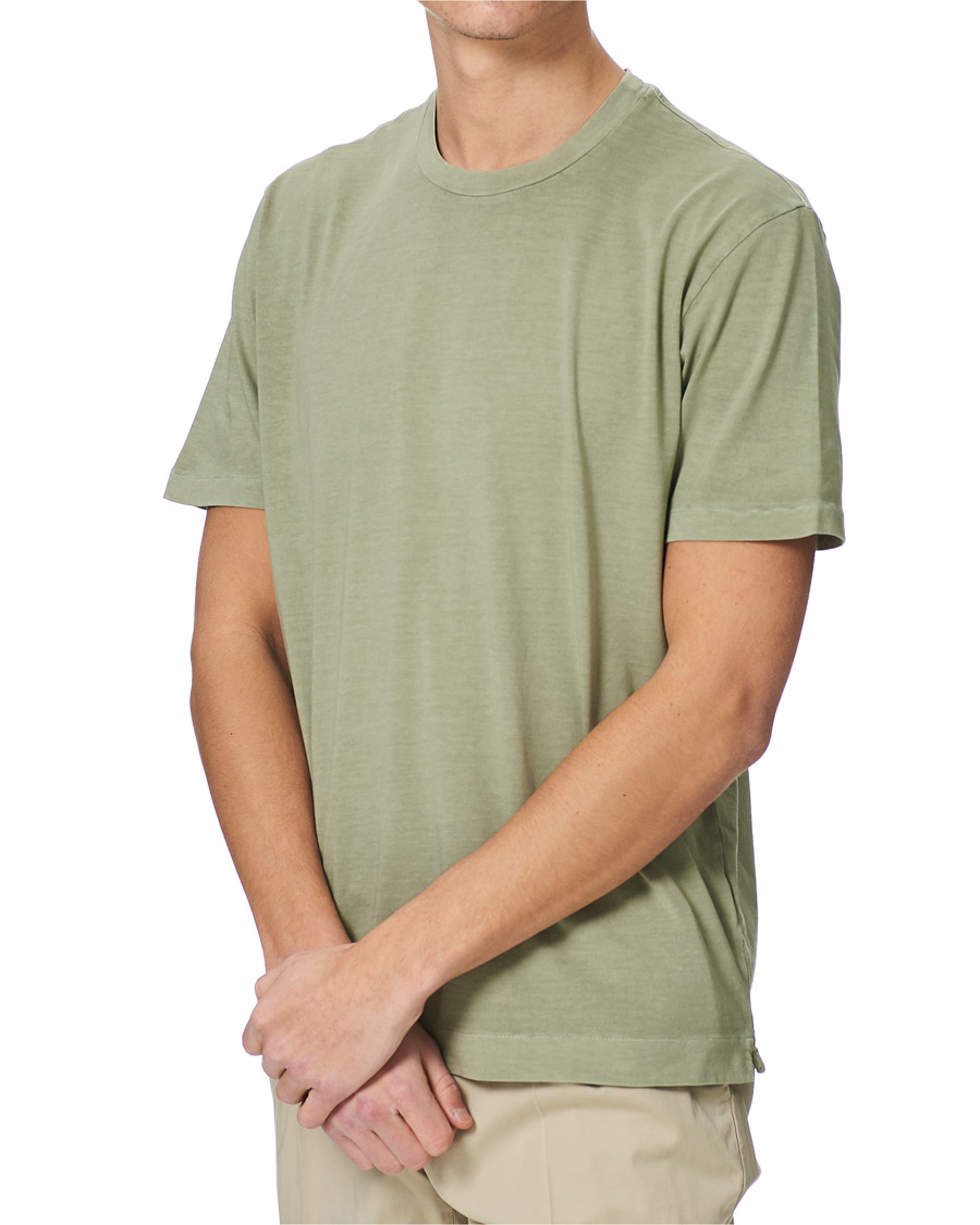 Homme | T-shirts | Boglioli | Washed Cotton T-Shirt Sage Green