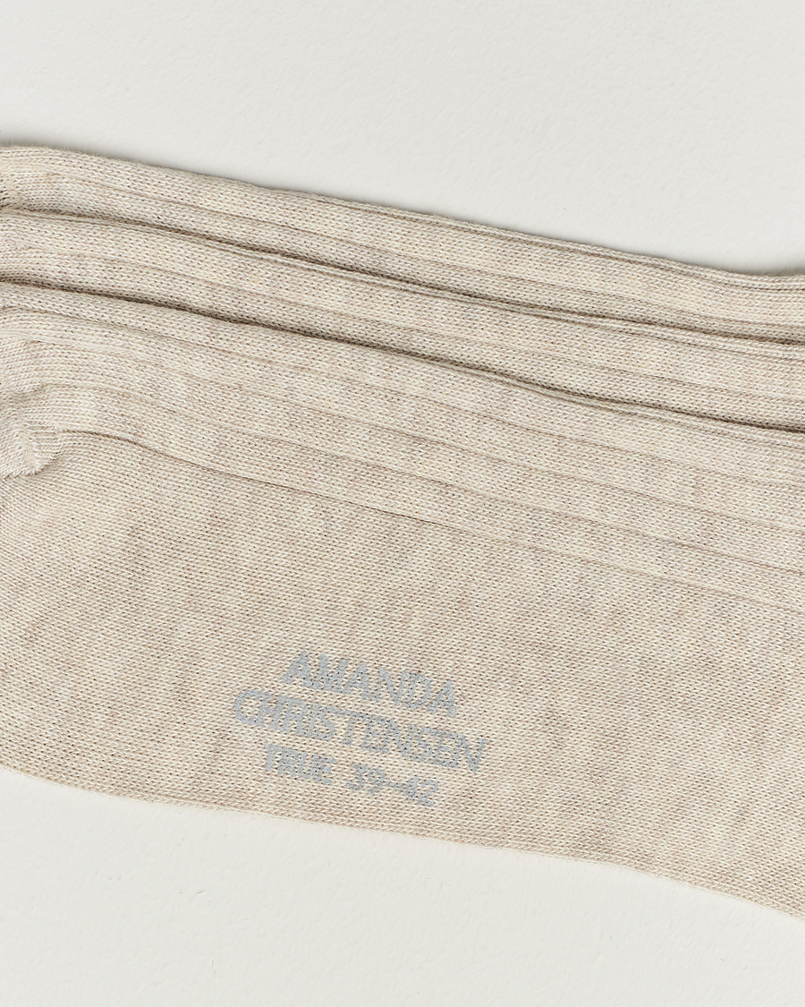 Homme | Sous-Vêtements Et Chaussettes | Amanda Christensen | 3-Pack True Cotton Ribbed Socks Sand Melange