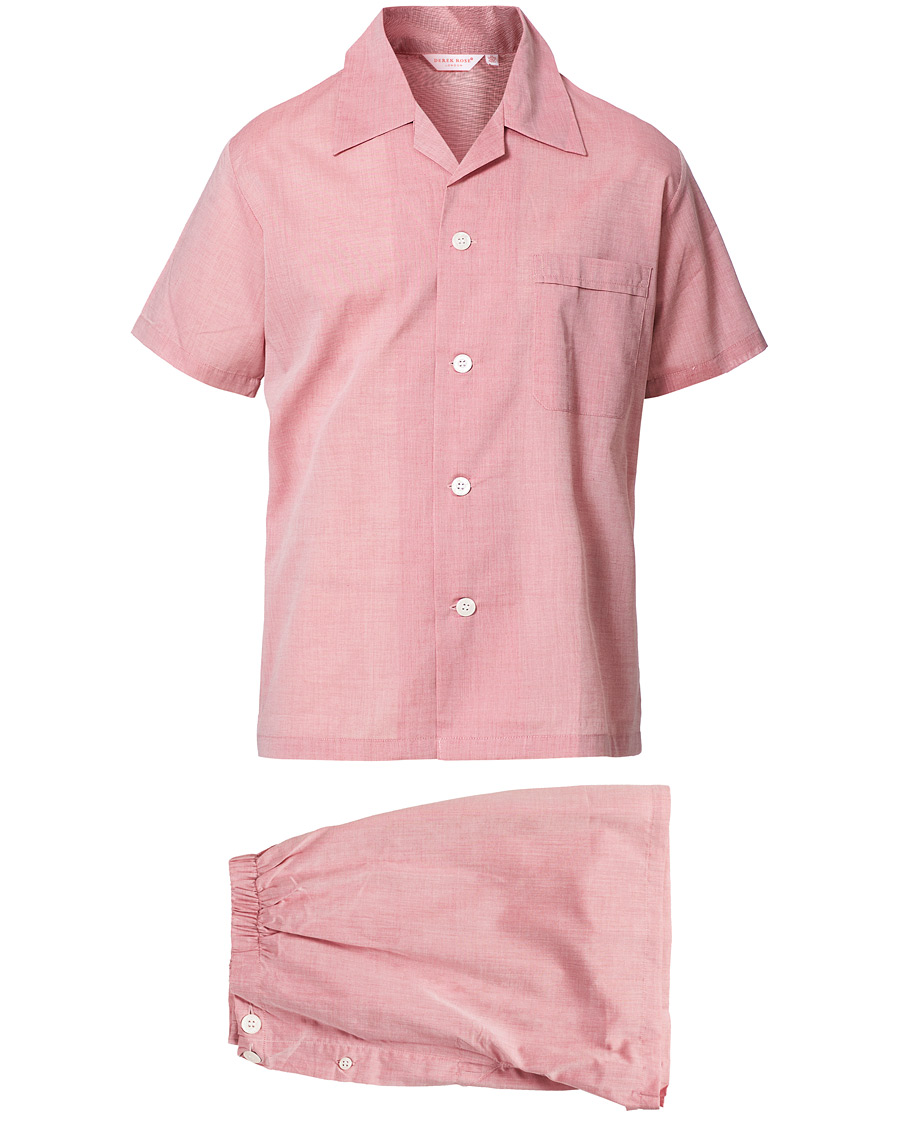 Homme | Peignoirs Et Pyjamas | Derek Rose | Shortie Cotton Pyjama Set Red