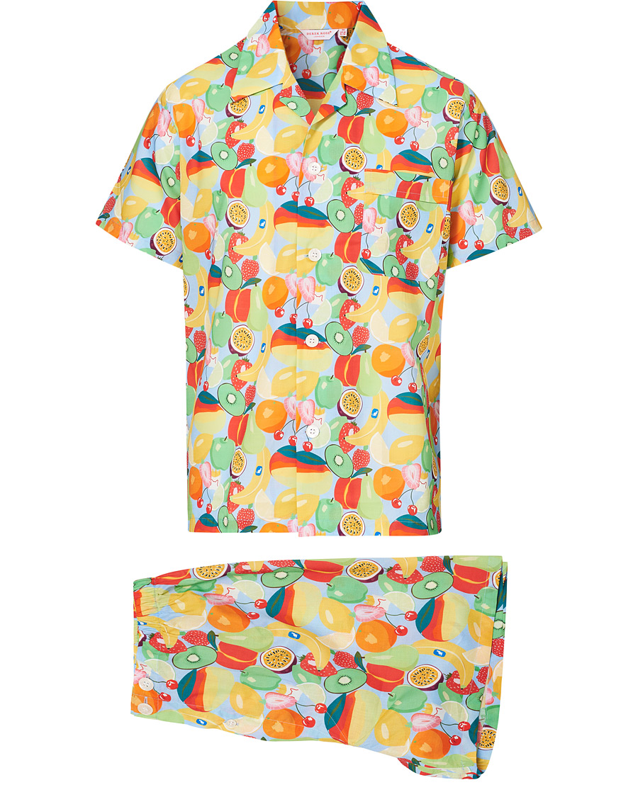 Homme | Peignoirs Et Pyjamas | Derek Rose | Shortie Mutli Printed Cotton Pyjama Set Multi