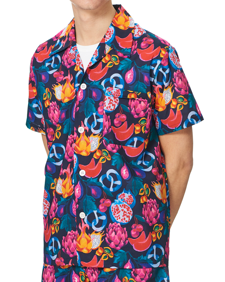 Homme | Peignoirs Et Pyjamas | Derek Rose | Shortie Mutli Printed Cotton Pyjama Set Navy
