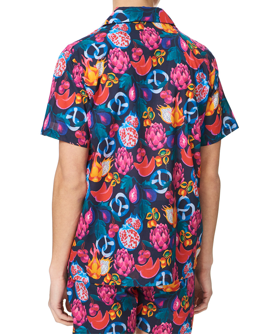 Homme | Peignoirs Et Pyjamas | Derek Rose | Shortie Mutli Printed Cotton Pyjama Set Navy