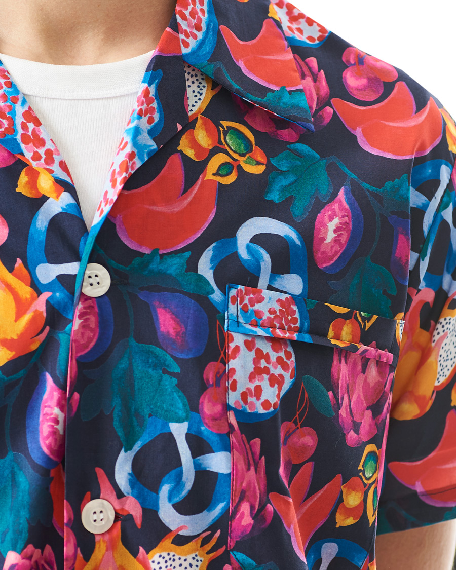 Homme | Peignoirs Et Pyjamas | Derek Rose | Shortie Mutli Printed Cotton Pyjama Set Navy
