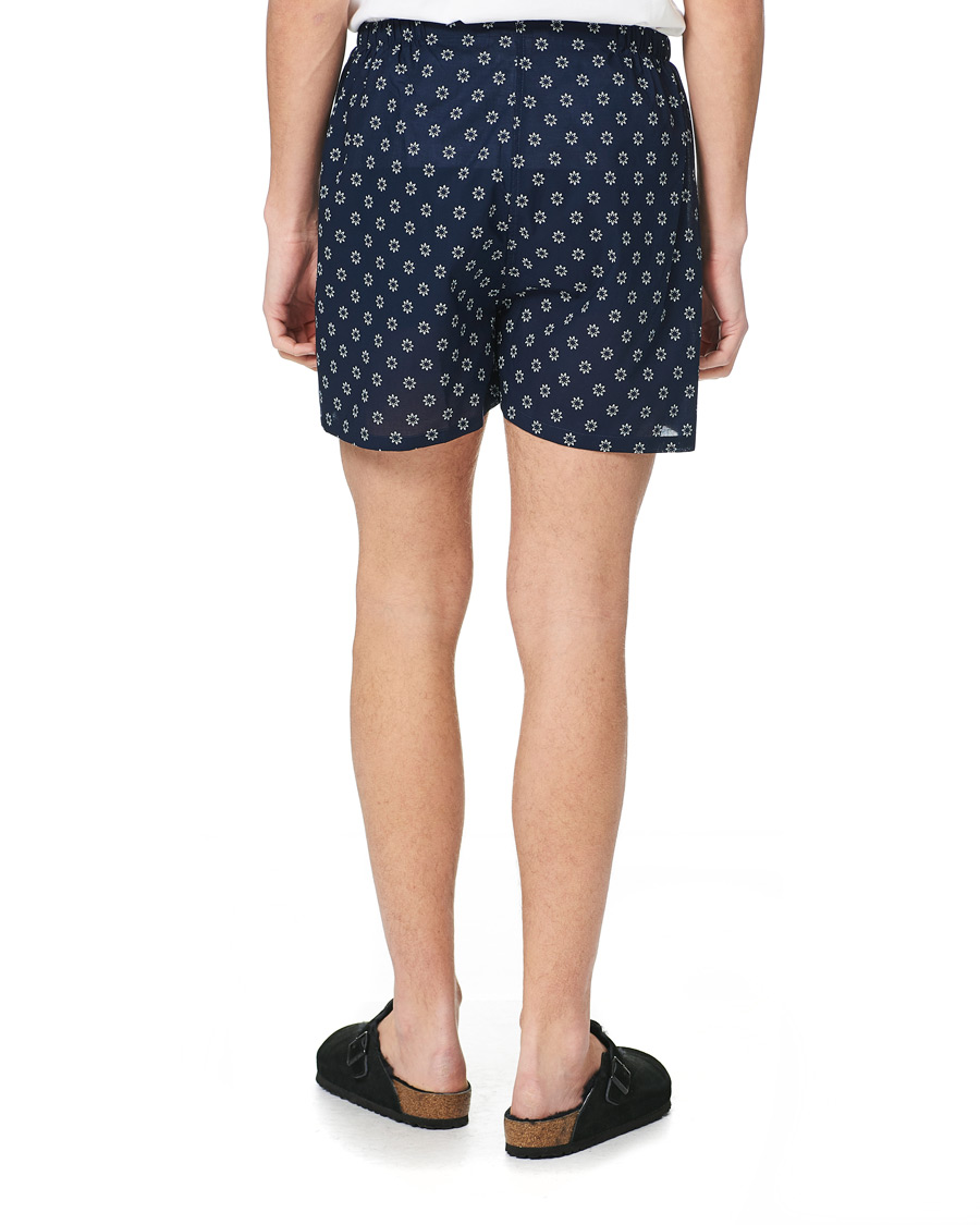 Homme | Peignoirs Et Pyjamas | Derek Rose | Shortie Printed Cotton Pyjama Set Navy