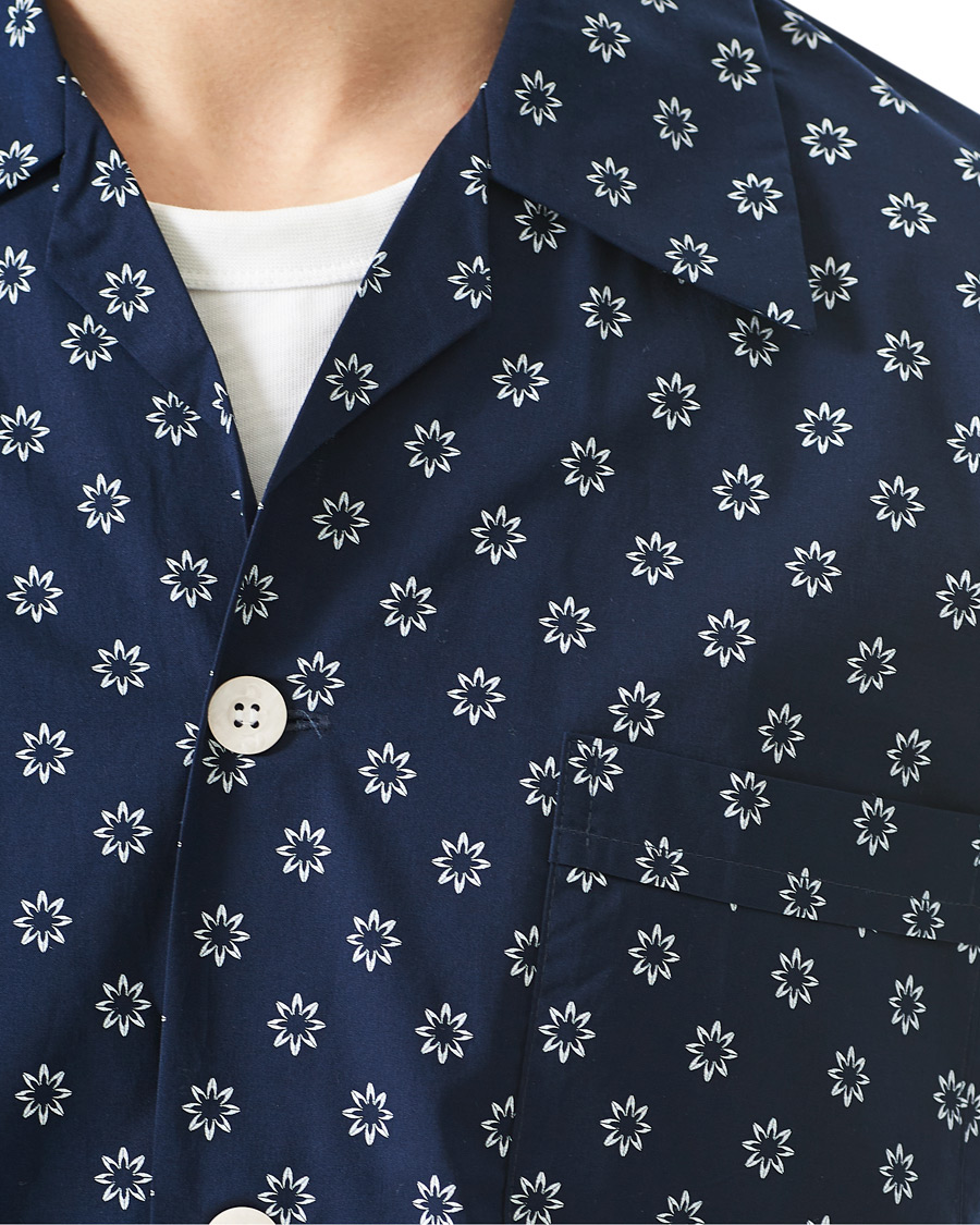 Homme | Peignoirs Et Pyjamas | Derek Rose | Shortie Printed Cotton Pyjama Set Navy