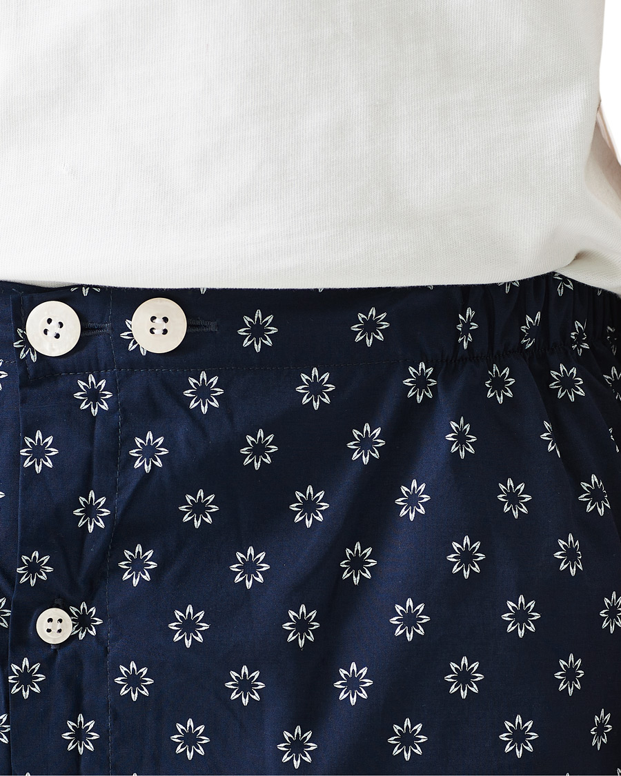 Homme | Peignoirs Et Pyjamas | Derek Rose | Shortie Printed Cotton Pyjama Set Navy