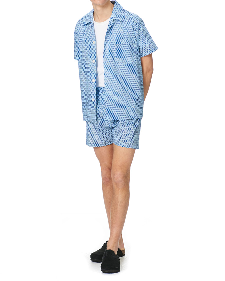 Homme | Peignoirs Et Pyjamas | Derek Rose | Shortie Printed Cotton Pyjama Set Blue