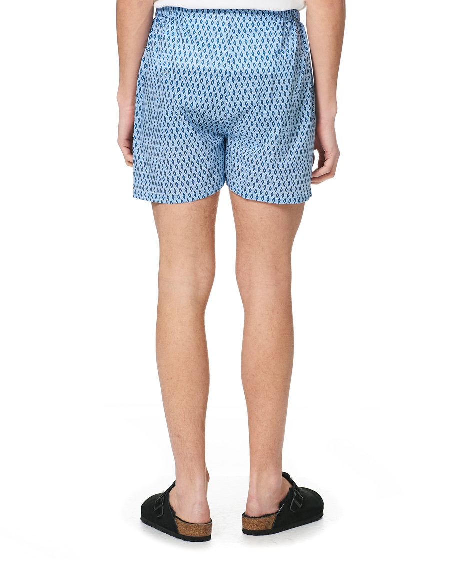 Homme | Peignoirs Et Pyjamas | Derek Rose | Shortie Printed Cotton Pyjama Set Blue