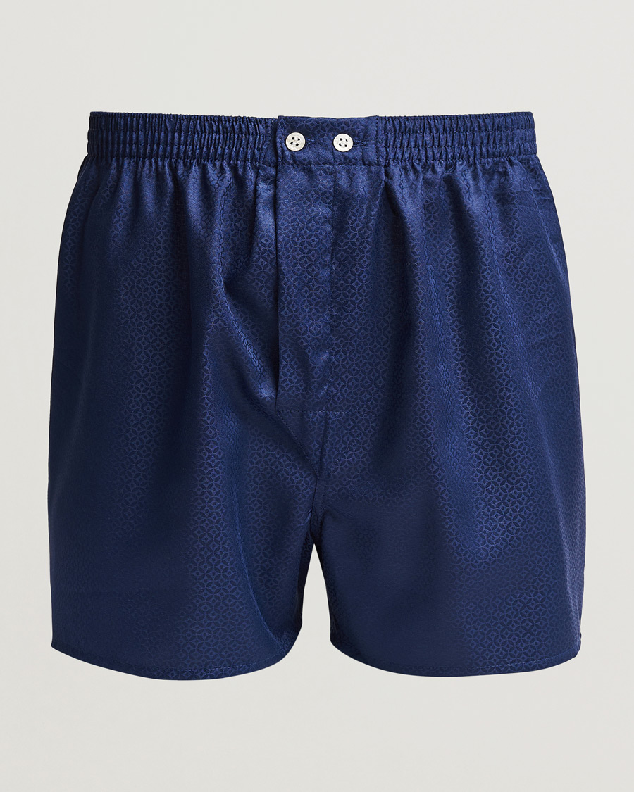Homme | Sous-Vêtements Et Chaussettes | Derek Rose | Classic Fit Woven Cotton Boxer Shorts Navy