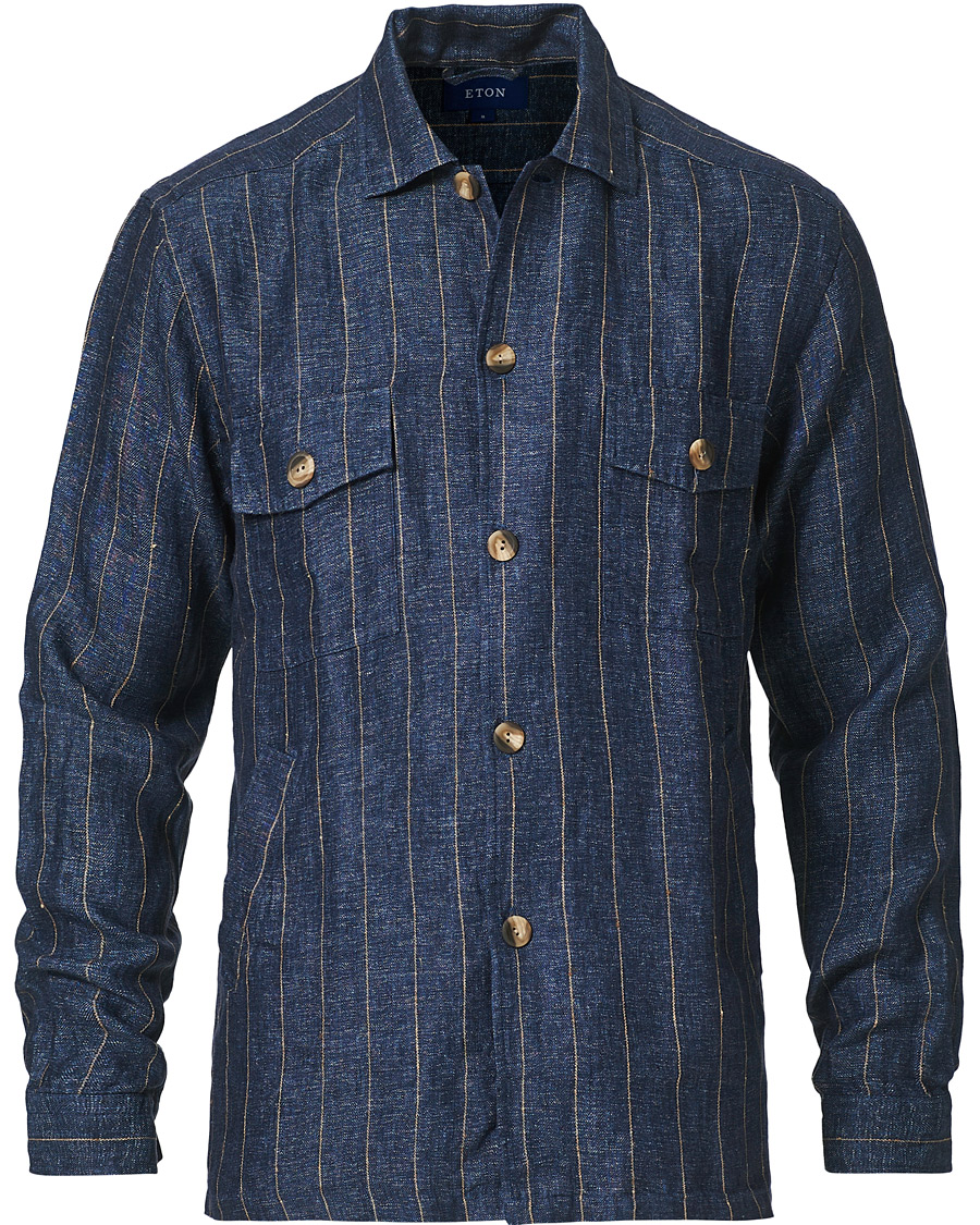 Homme | Chemises | Eton | Linen Twill Overshirt Navy
