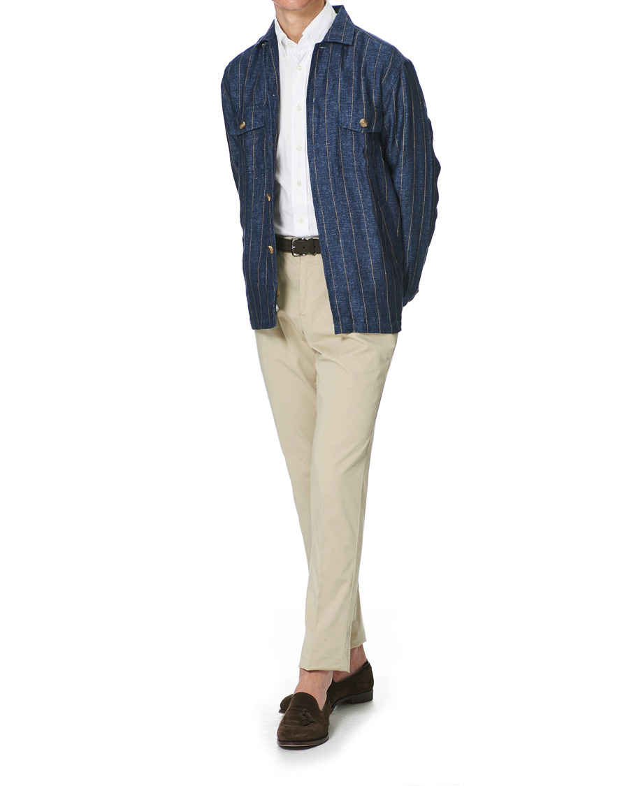 Homme | Chemises | Eton | Linen Twill Overshirt Navy